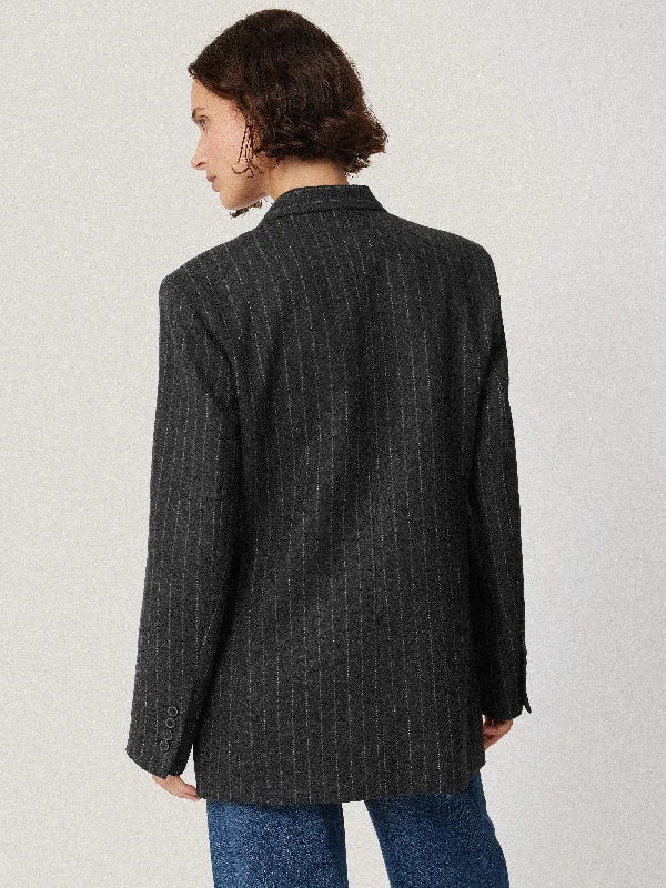 Tatton Italian Wool Pinstripe Blazer | Grey