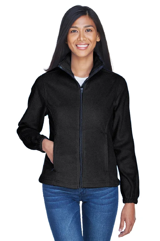 UltraClub Womens Iceberg Pill Resistant Fleece Full Zip Jacket - Black