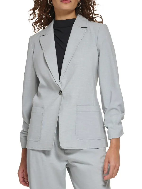 Womens Ruched Polyester One-Button Blazer