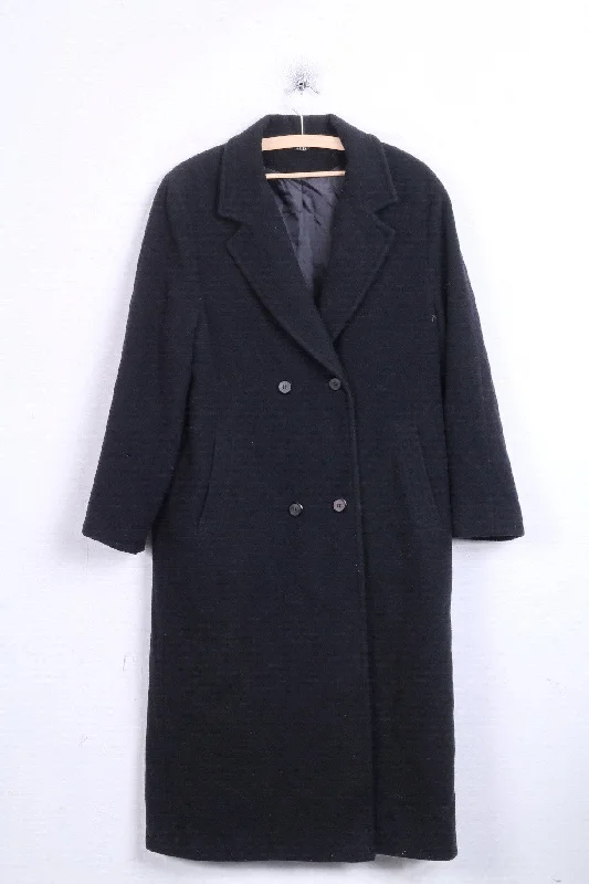 ZETA Womens 14/40 L Coat Double Breasted Wool Black