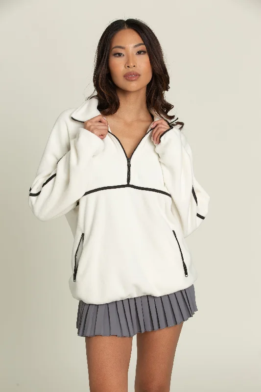 Ivory Minimalistic Half-Zip Pullover