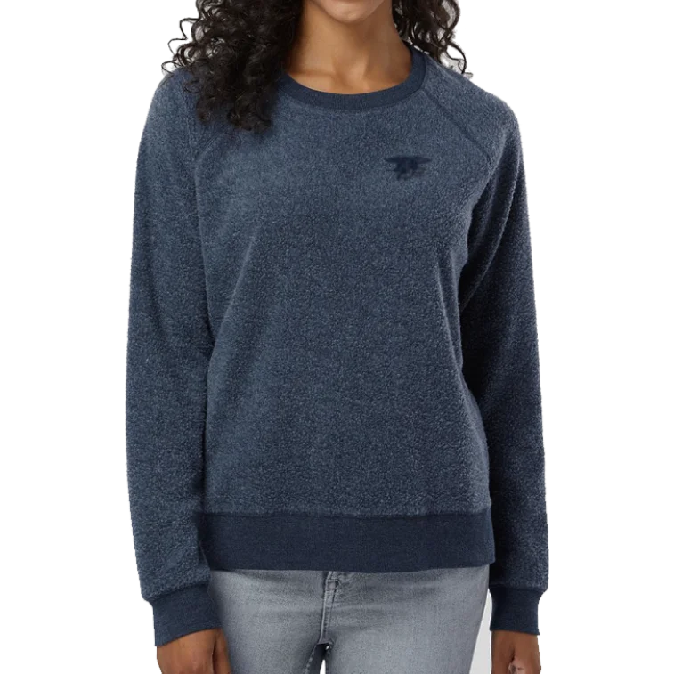 Ladies Trident Navy Fleece Out Crew Sweatshirt