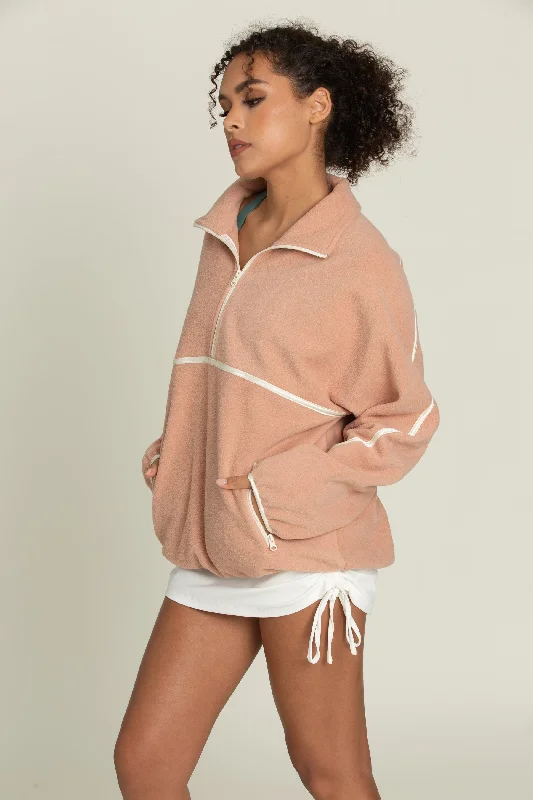 Peach Minimalistic Half-Zip Pullover