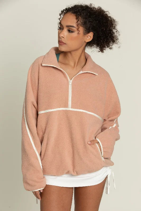 Peach Minimalistic Half-Zip Pullover