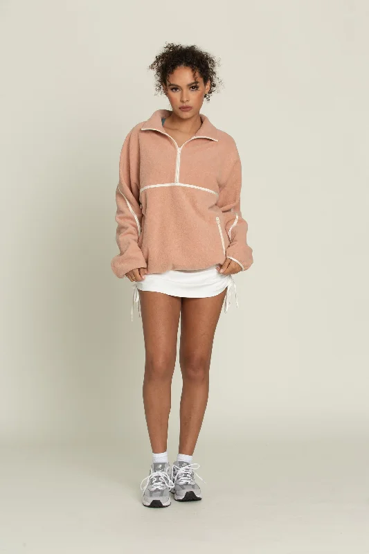 Peach Minimalistic Half-Zip Pullover