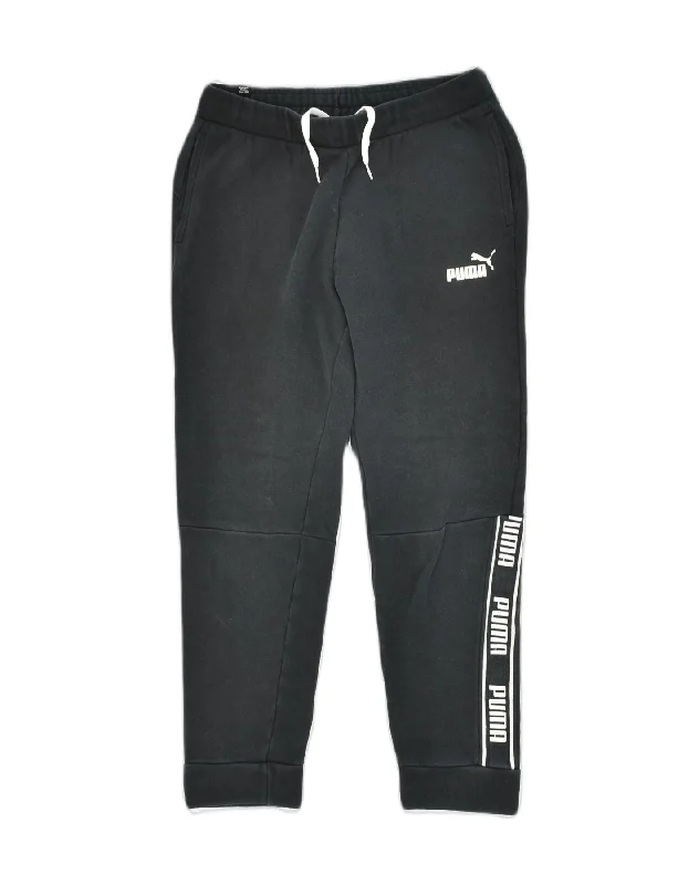 PUMA Womens Graphic Tracksuit Trousers Joggers UK 6 XS Black Cotton