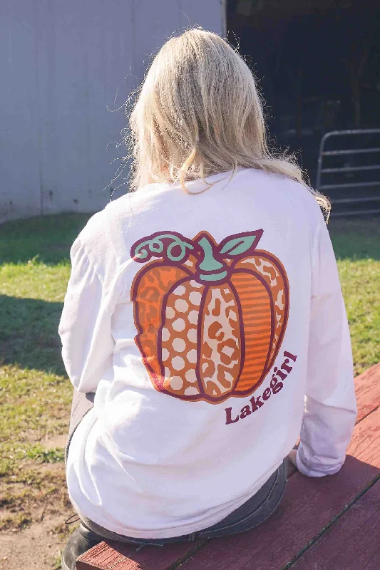 Pumpkin Long Sleeve Tee in White