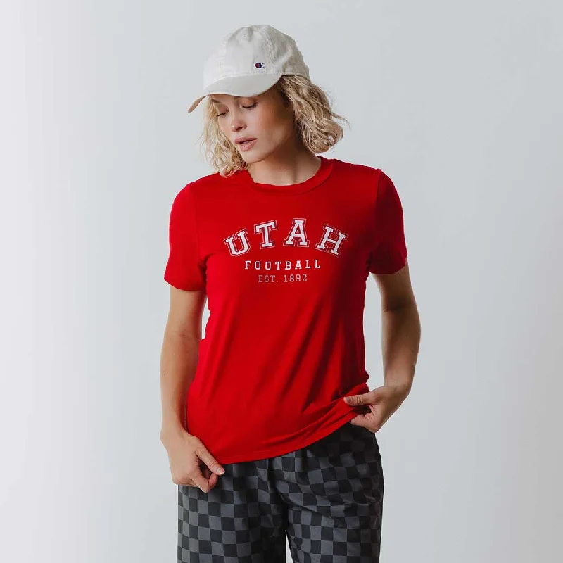 Utah Boyfriend Tee, Red Utah Football