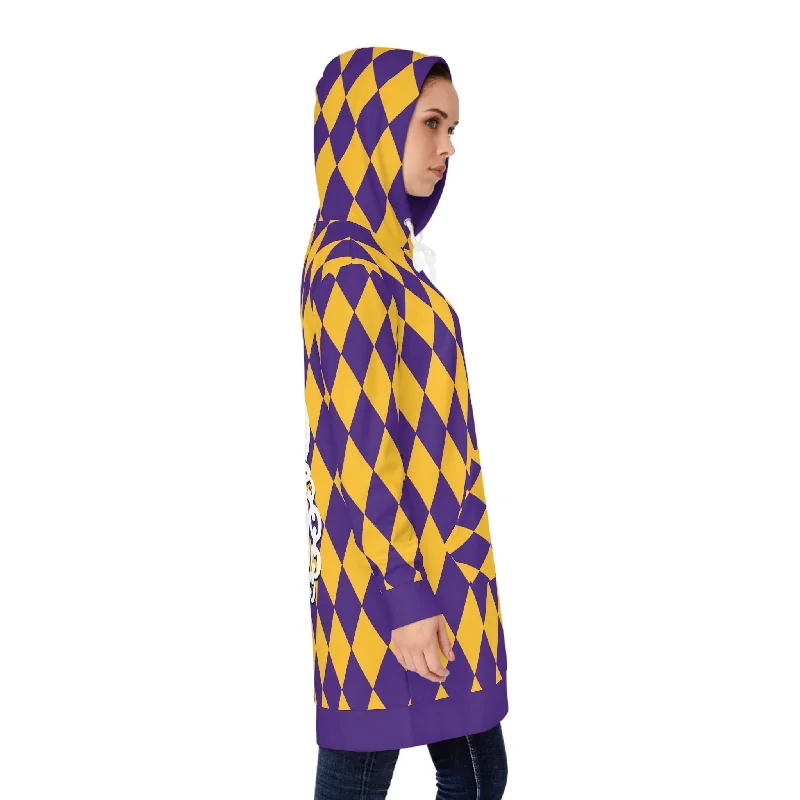 Hoodie Dress - Purple/Gold Diamonds - Game Day Helmet