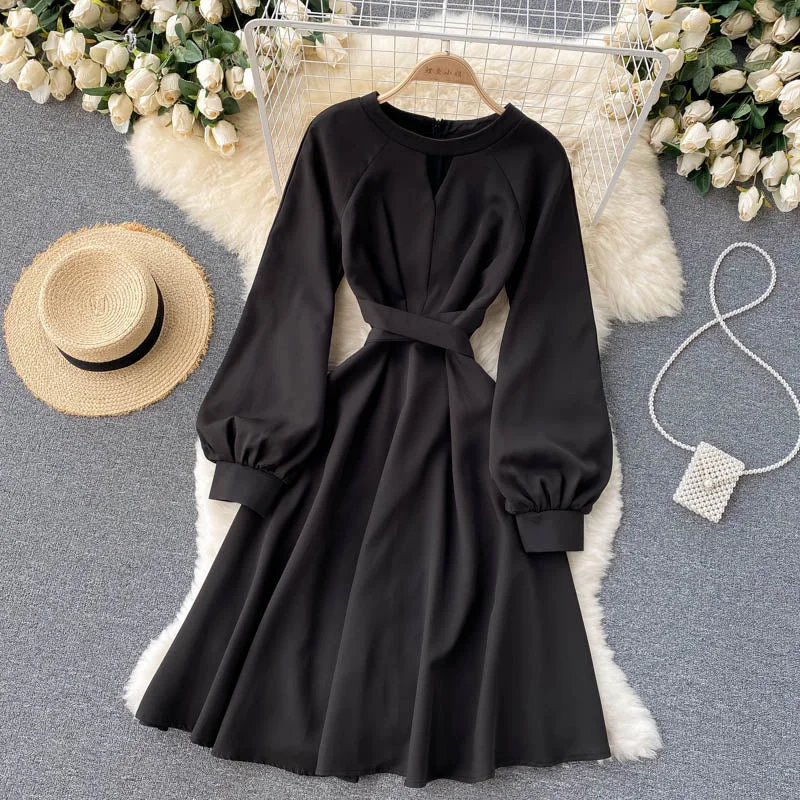 Cute long sleeve A line dress fashion dress  415