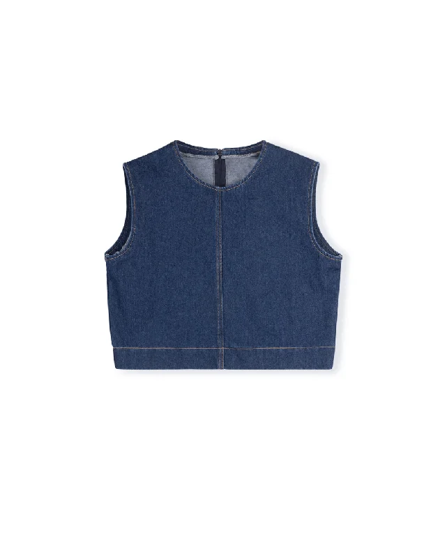 Denim Crew Neck Vest