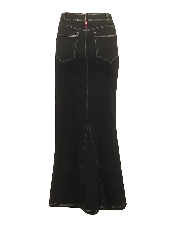 Hard Tail Long Denim Closed Slit Skirt (Style WJ-114)