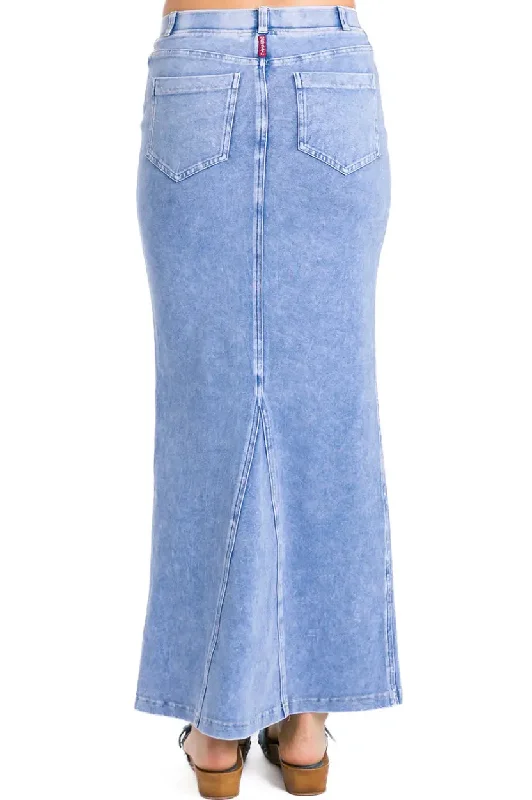 Hard Tail Long Denim Closed Slit Skirt (Style WJ-114)