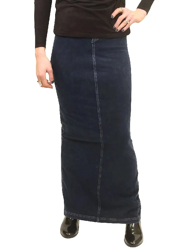 Hard Tail Long Denim Closed Slit Skirt (Style WJ-114)