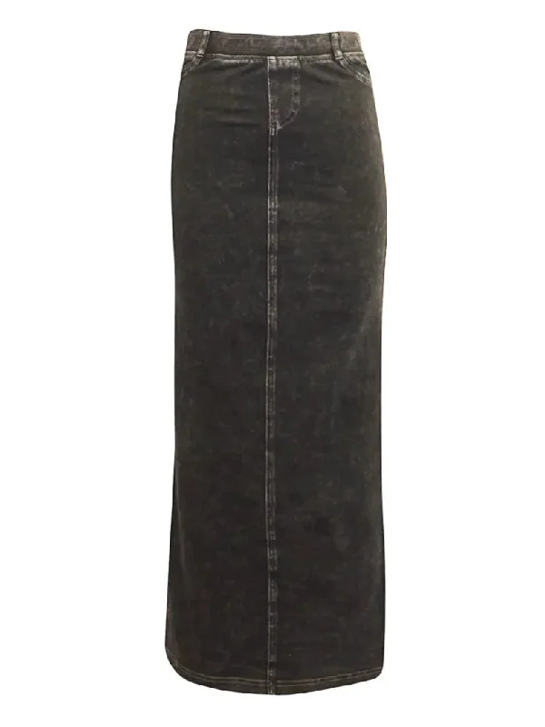 Hard Tail Long Denim Closed Slit Skirt (Style WJ-114)