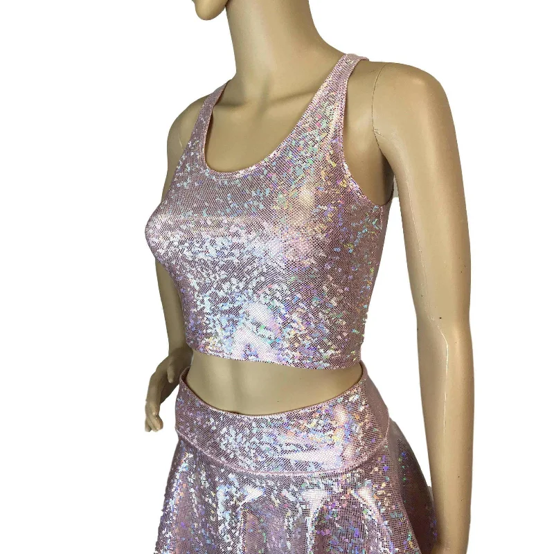 Crop Tank Top - Light Pink Shattered Glass