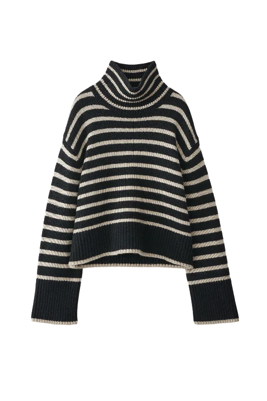 Fleur Cashmere Stripe Turtleneck