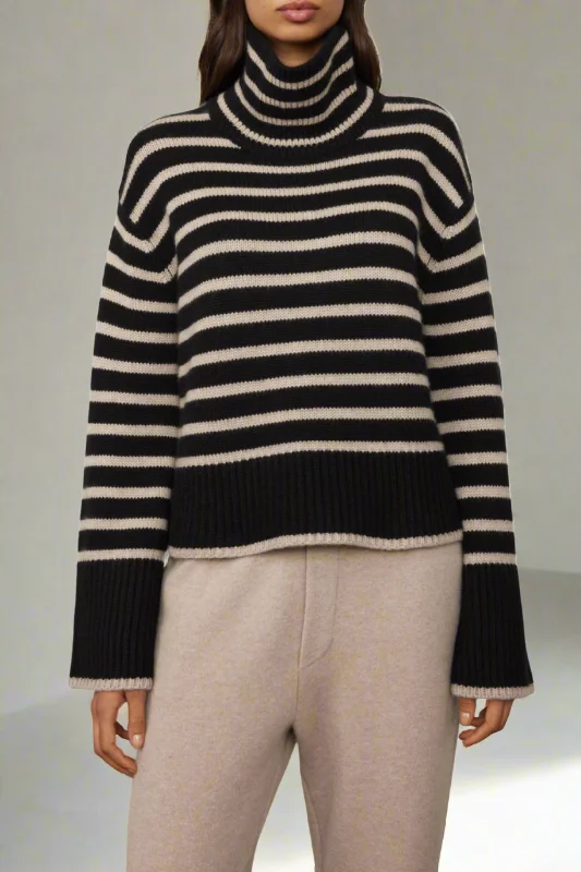 Fleur Cashmere Stripe Turtleneck