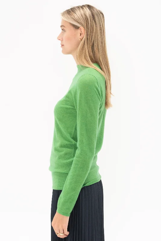 Skinlike Mercerized Wool Soft Sheer Pullover, Green