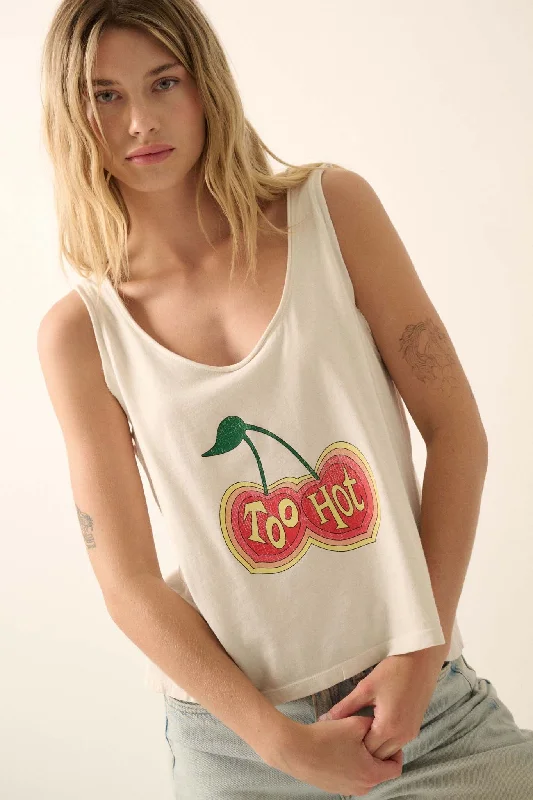 Too Hot Raw-Edge Cherries Graphic Tank Top