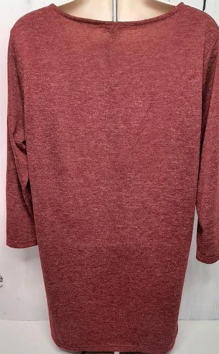 Top Maroon Pullover 1/2 Sleeve 2Pocket Women's 2139104k