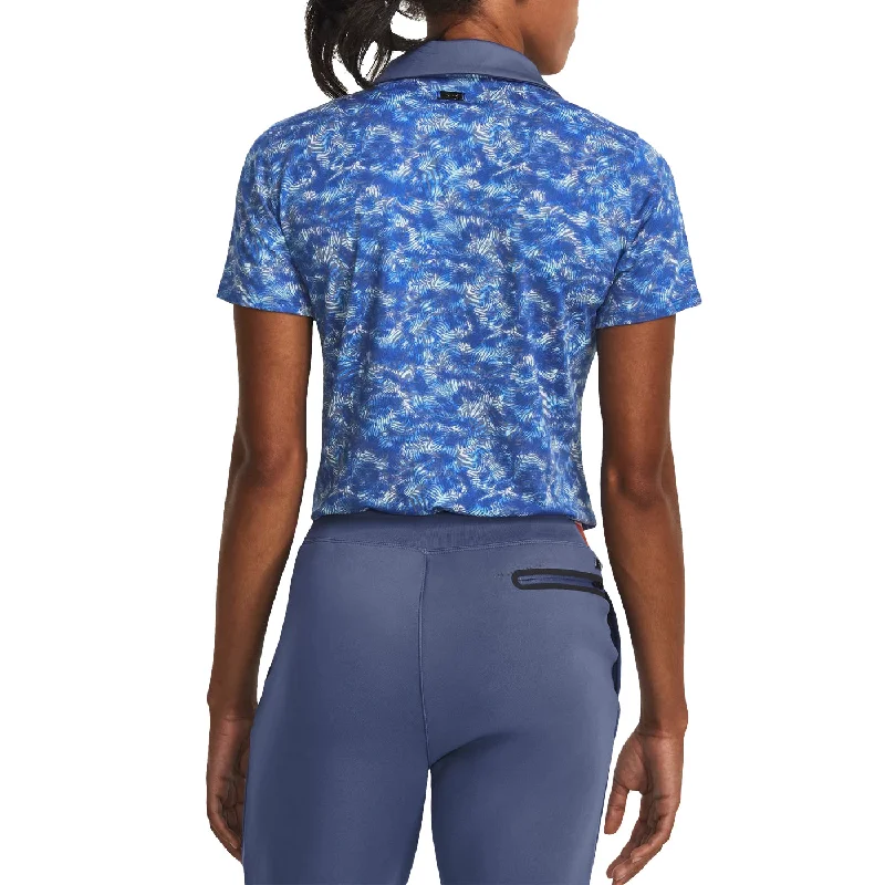 Under Armour Women's Playoff Printed Golf Polo Shirt - Hushed Blue/Water/Metallic Silver