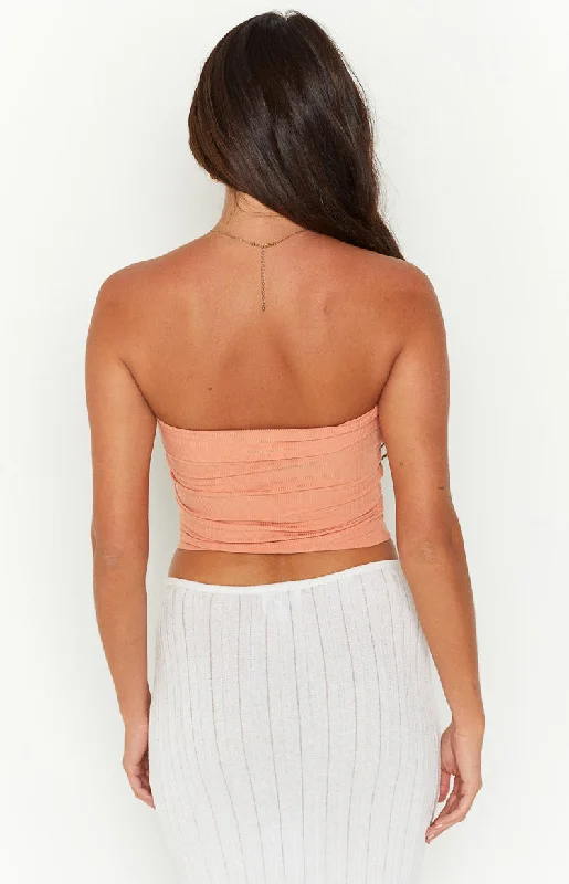 Kerrie Orange Rib Tube Top