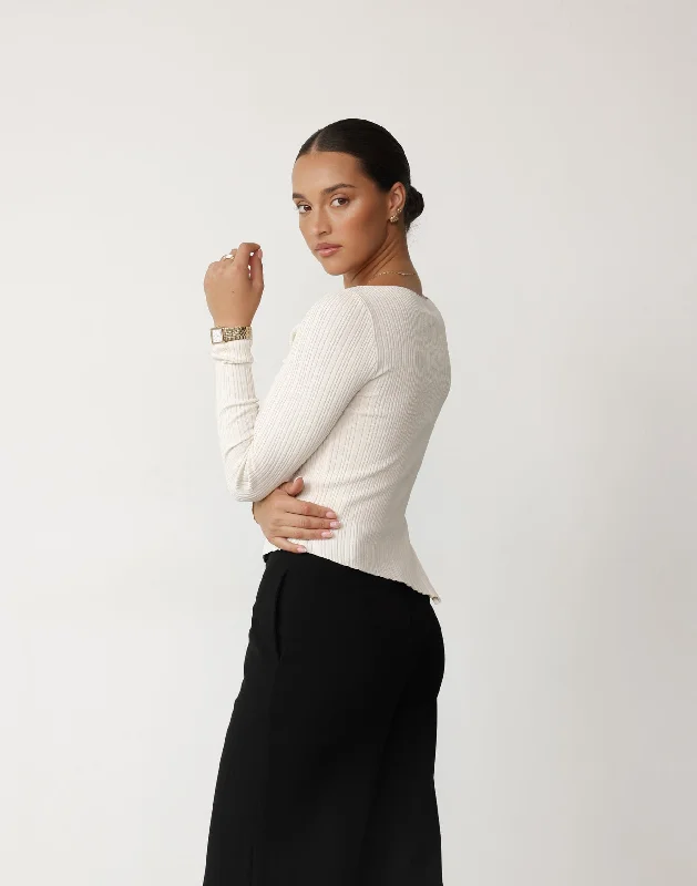 Kienna Long Sleeve Top (Oat)