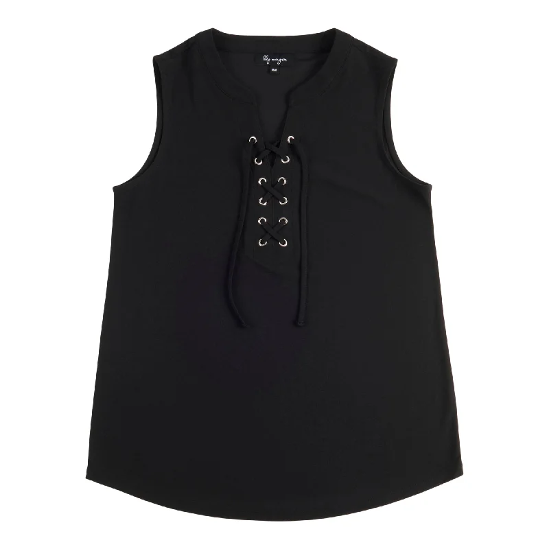 lily morgan Women's Sleeveless Lace-Up Top