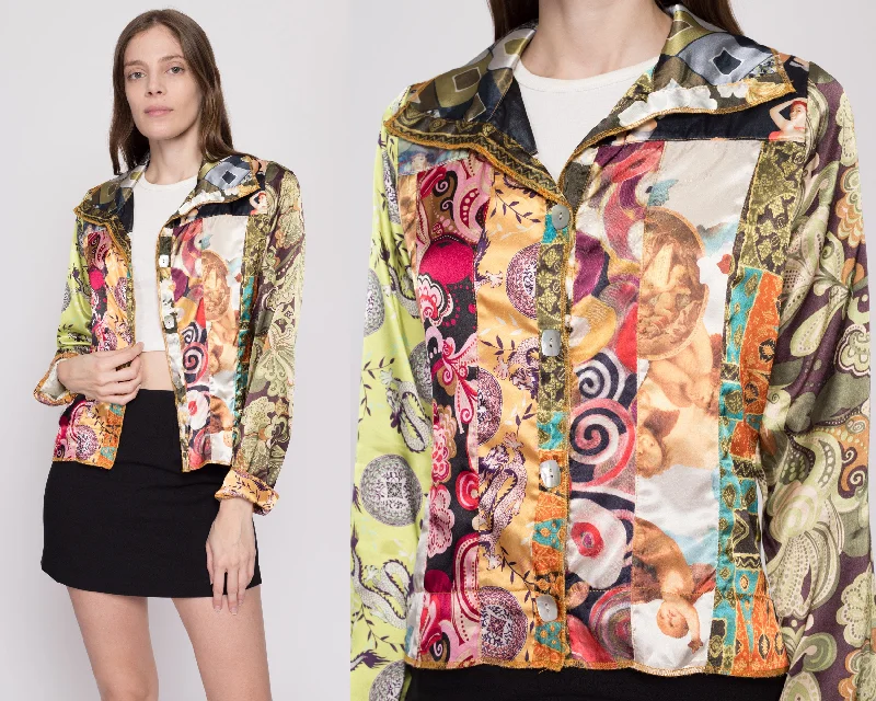 Medium 90s Baroque Patchwork Satin Cropped Jacket