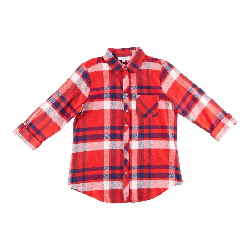 mySTYLE Women's Flannel Shirt with Snap Buttons