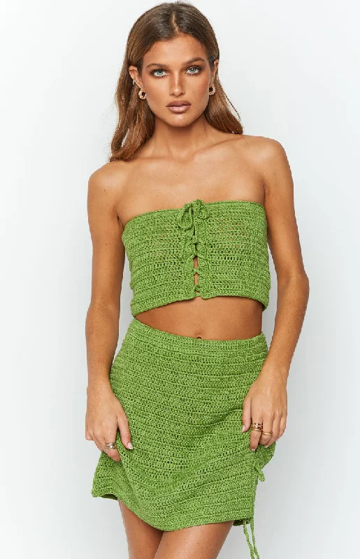 Stella Green Strapless Crochet Top