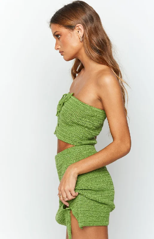 Stella Green Strapless Crochet Top