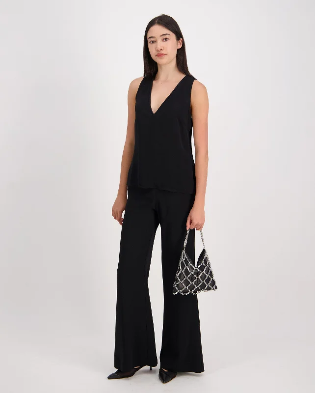 STRETCH CREPE CADY FLARED PANTS / NERO