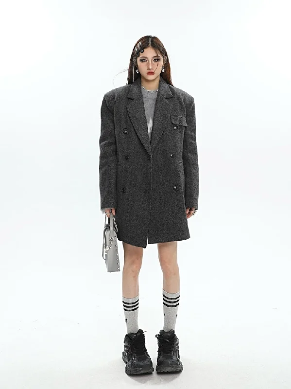 Tia Long Sleeve Button Up Long Sleeve Short Coat