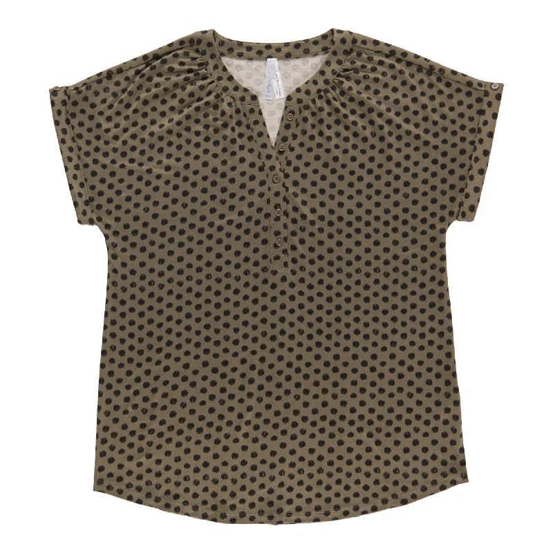 Women's V-Neck Blouse with Button Detail