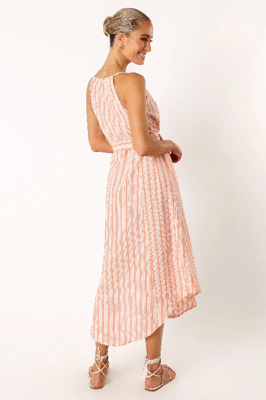 Arabella Midi Dress - Orange Stripe