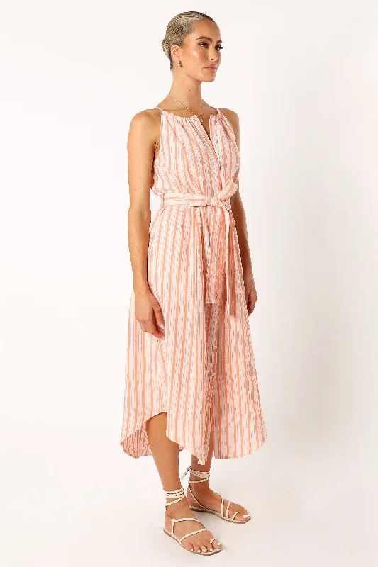 Arabella Midi Dress - Orange Stripe