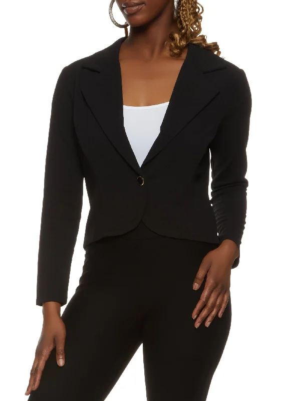 Basic Cropped One Button Blazer