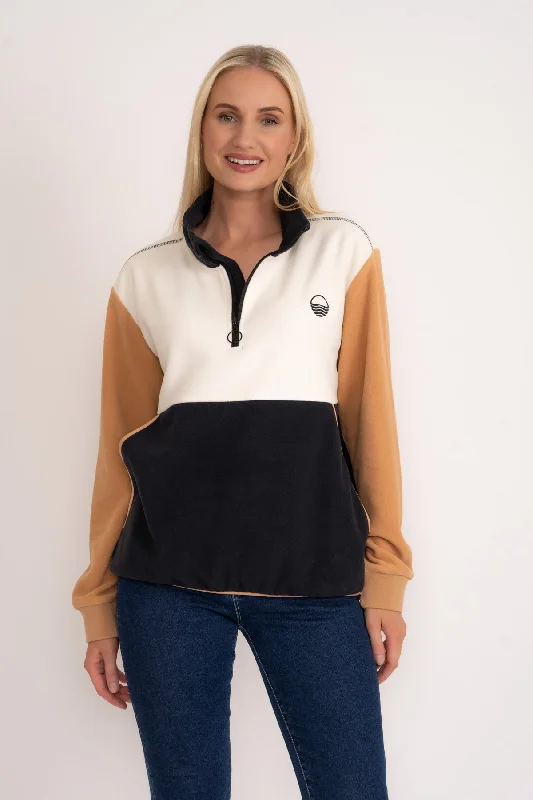 Colourblock Polar Fleece in Black & Camel