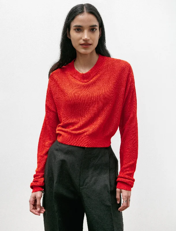 Silk V-Neck Sweater Orange