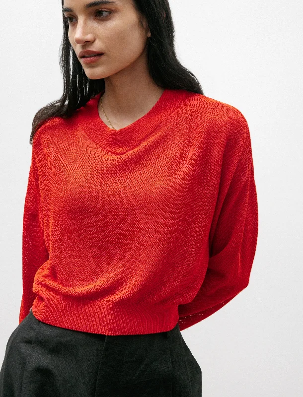 Silk V-Neck Sweater Orange