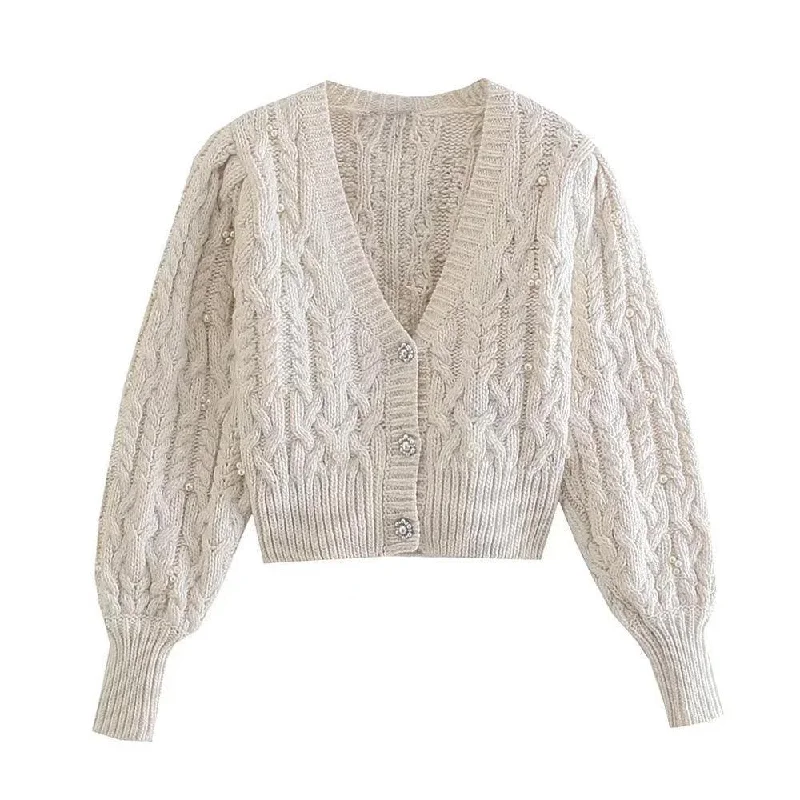 Women Crop Vintage Cardigan Sweaters