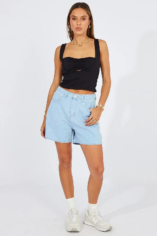 Denim Longline Denim Shorts