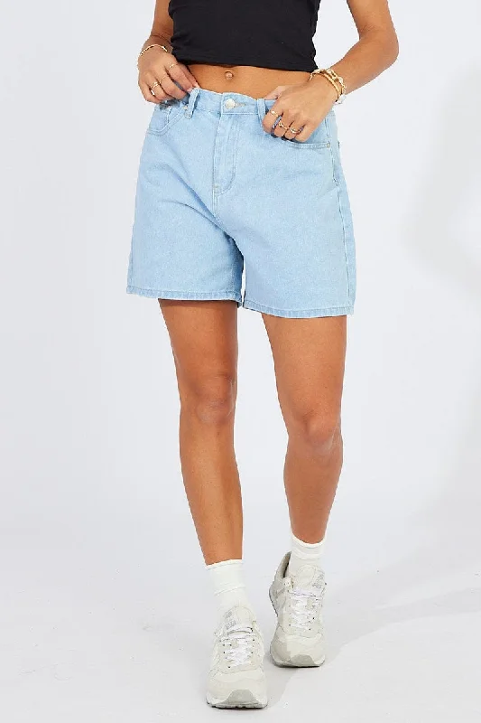 Denim Longline Denim Shorts