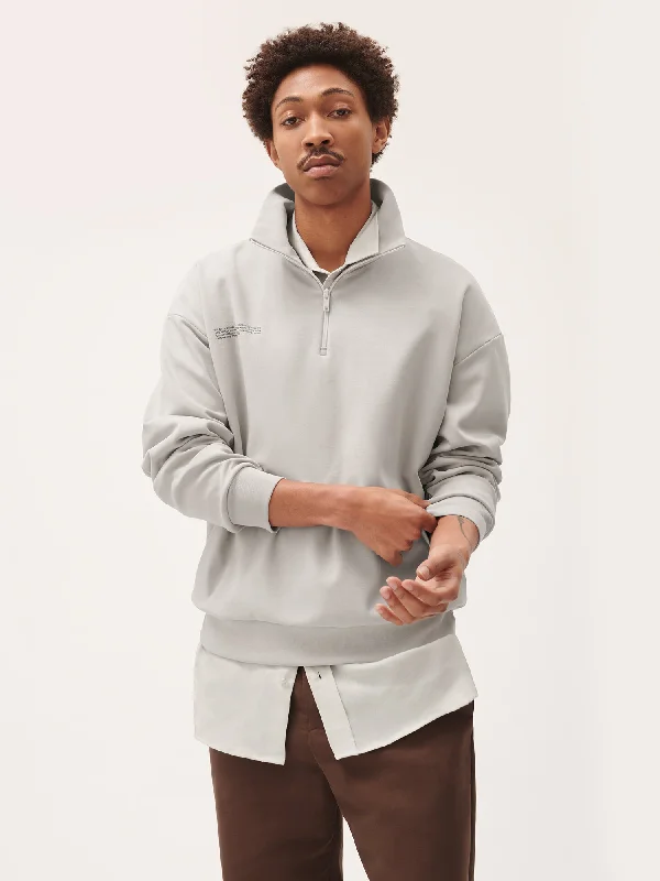 Double Jersey Half Zip Sweatshirt—stone