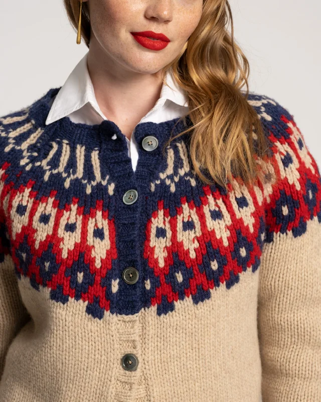 Ella Fair Isle Cardigan Navy Red