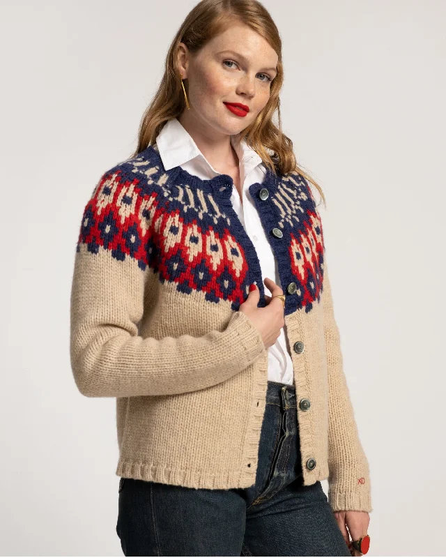 Ella Fair Isle Cardigan Navy Red