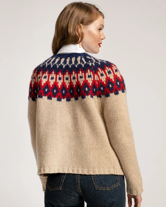 Ella Fair Isle Cardigan Navy Red