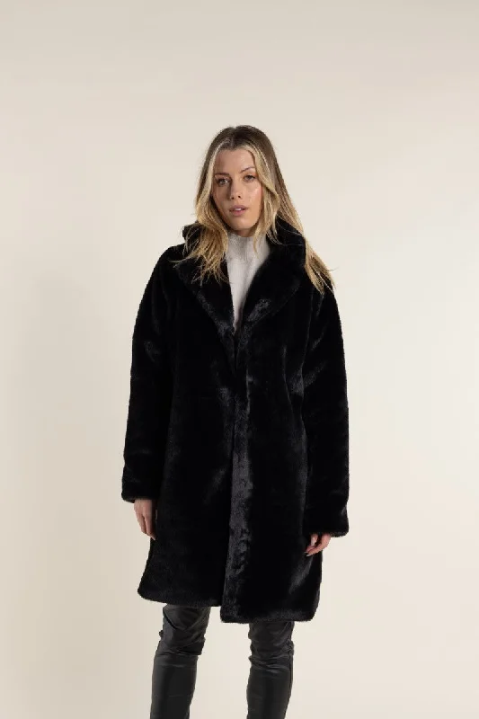 Fur Coat With Collar in Black 2781 by Two-T's